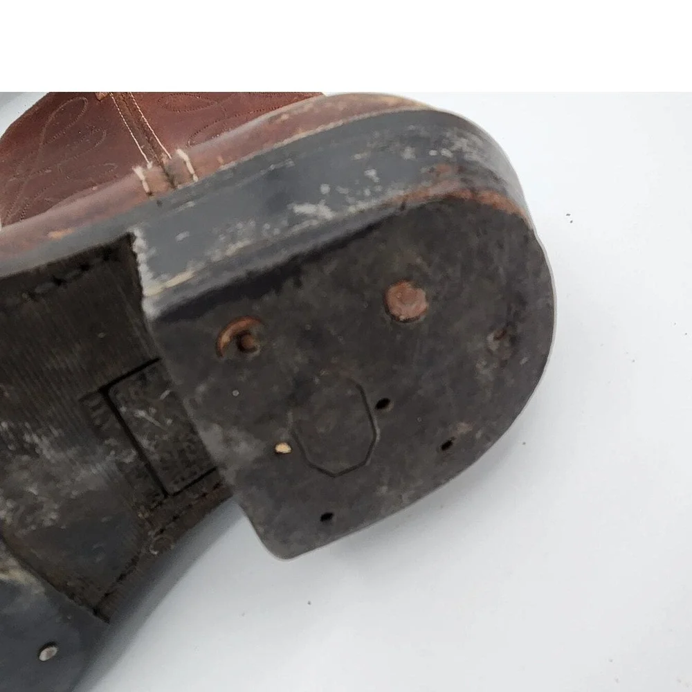 Vintage Brown Leather Cowboy Boots Western Boots Decorative‎ Stitching